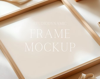 Square FlatLay Frame Mockup - Natural Light - Minimal - PSD - 12X12 - Smart Object