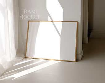Wooden Horizontal Frame Mockup - Natural Light - PSD - 36X27 - Digital Download