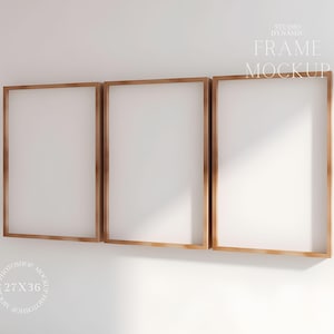 Minimalistic 3 Frame Mockup - Simplistic Interior Mockup - Gallery Frame Mockup - Natural Light - PSD - 27X36 - Smart Object