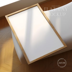 Minimal Flat Lay Frame Mockup - Natural Light - Digital Mockup Art Display - PSD - 24X36 - Smart Object