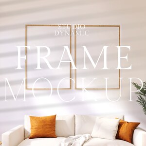 2 Frames Mockup, Living Room Mocup, Art Print Mockups, Gallery Wall Set Mockup, Simple Frame Mock-up, Minimal Mockups, Natural Light