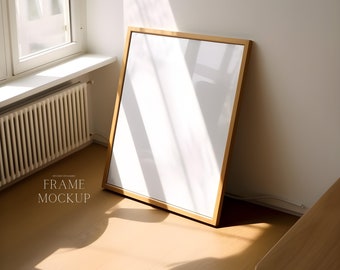 Wooden Single Frame Mockup - Minimal Interior Mockup - PSD - 27X36 - Smart Object