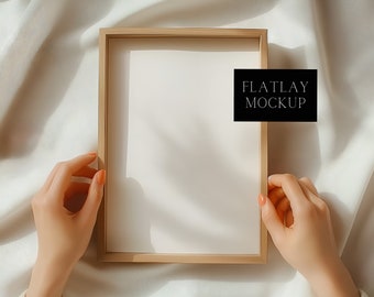 Single Flatlay Frame Mockup - Person Holding Frame Art Display Mockup - Minimal Interior - PSD - ISO - Smart Object