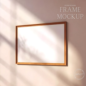 Landscape Frame Minimalistic Mockup - Vintage Natural Light Frame Mockup - Horizontal Mockup - PSD - 36X27 (3:4) - Smart Object