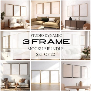 3 Frame Mockup Bundle - Set Of 22 - Modern Mockups - Art Display Poster Mockups - PSD - JPG - Smart Object