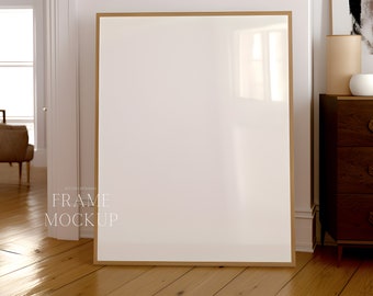 Maqueta de marco alto mínimo - Marco de madera con reflejo - 27X36 - PSD - Maqueta de objeto inteligente