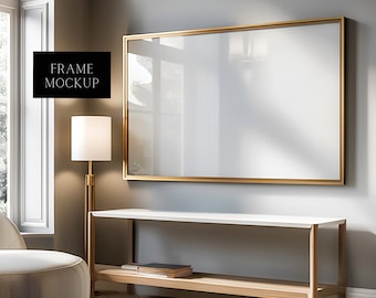 Large Landscape Frame Mockup - Big Horizontal Frame Mockup - Vintage Frame Art Display Template for Art Prints - PSD - 36X27 - Smart Object