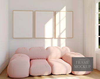3 Frame Poster Mockup - Living Room Mockup  - ISO - PSD - Smart Object Mockup
