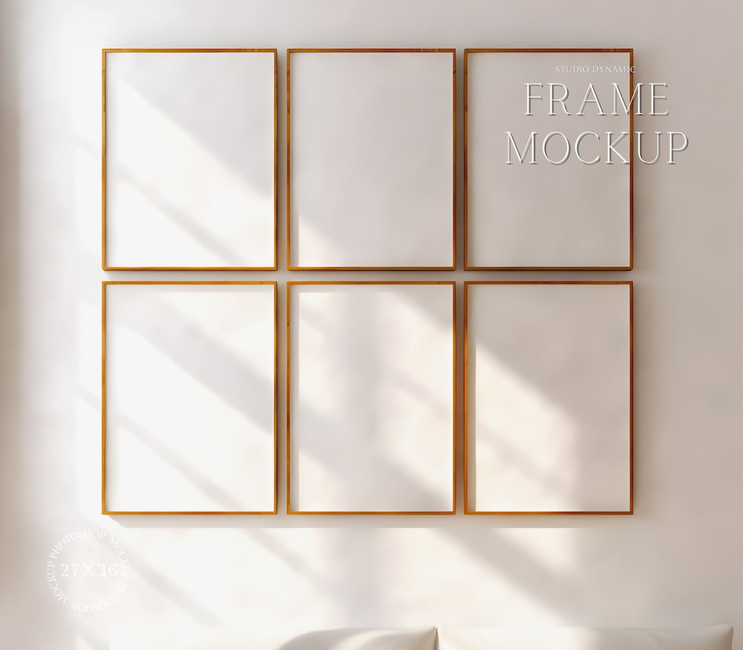 6 Frame Gallery Set Mockup Art Display Mockup Gallery Poster Mockup PSD