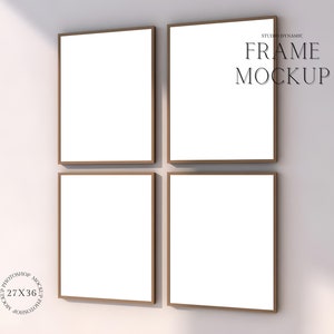 4 Frame Close Up Poster Mockup - Vertical Four Frame Poster Mockup - Simple Frame Mockup - ISO - PSD - Smart Object Mockup