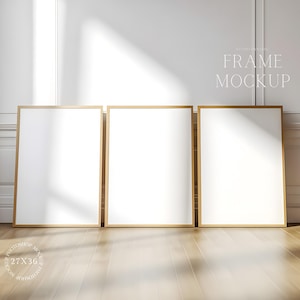 Minimalistisch interieur 3 Frame Mockup - Art Display Scandinavische Mockups - Gallery Wall Mockup - 27X36 - Smart Object Mockup