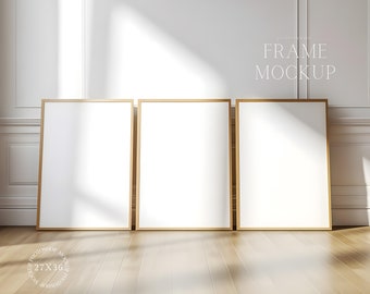 Minimalistic Interior 3 Frame Mockup - Art Display Scandinavian Mockups - Gallery Wall  Mockup - 27X36 - Smart Object Mockup