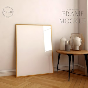 Maquete de quadro único com reflexão - Maquete de interior mínimo - PSD - ISO - Maquete de objeto inteligente
