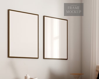 Two Frame Art Print Mockup  - Glass Reflection Double Frame Mockup - PSD - 27X36 - Smart Object