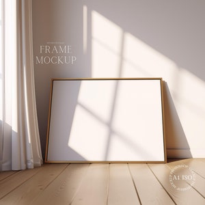 Wooden Horizontal Frame Mockup - Landscape Poster Mockup - Natural Shadow - PSD - 36X27 - Digital Download