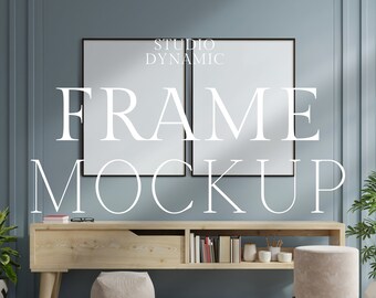 2 Frames Mockup, Grey Wall, interior Mockup Frame, Living Room Mockup, Print Gallery Mockup