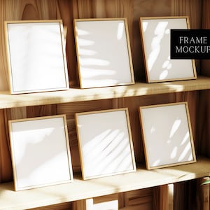 6 Vertical Frame Mockup - Natural Light Mockup - Wooden Frame - Art Print Mockup - Mockup for Printable Poster - PSD - 27X36 - Smart Object