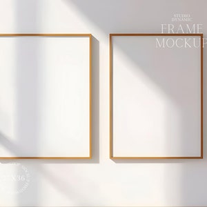 Double Frame Mockup - Minimalistic Vertical Frame Mockup - Wooden Frame - Two Frame Mockups - PSD - 27X36 - Smart Object Mockup