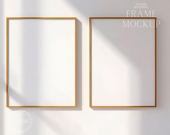 Dubbel frame mockup - minimalistisch verticaal frame mockup - houten frame - twee frame mockups - PSD - 27X36 - slim object mockup