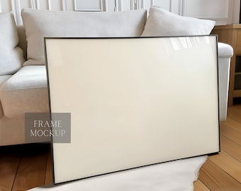 Close Up Horizontal Frame Mockup - Landscape Frame - Frame Poster Art Display - Boho Minimal Interior - PSD - 36X24 - Smart Object