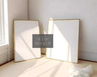 Two Different Size Frame Mockup - Wood Frame Mockup - PSD - 27X36 And ISO - Smart Object