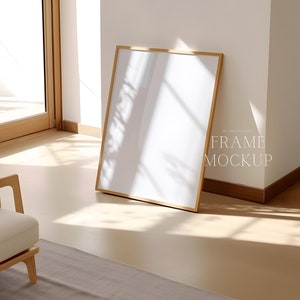 Single Frame On Floor Mockup - Natural Light Mockup - Wall Art Mockup - Poster Mockup - PSD - ISO - Smart Object Mockup