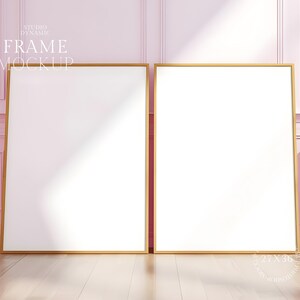 Two Frame Mockup With Minimal Interior - Modern Interior - Vertical Frame Mockup  - Wooden Frame Mockup - Poster Mockup - Digital Poster
