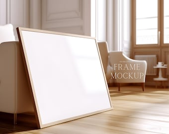 Close Up Horizontal Frame Mockup - Minimal Landscape Frame Mockup - Art Display  - PSD - 36X27 - Smart Object