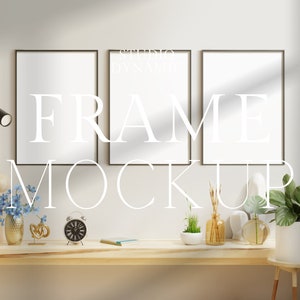 3 Frames Mockup, Art Print Mockups, Gallery Wall Set Mockup, Simple Frame Mock-up, Minimal Mockups, Natural Light
