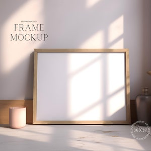 Horizontal Frame Mockup - Minimal Art Display - Landscape Mockup - PSD - 36X27 (3:4) - Smart Object