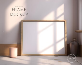 Horizontal Frame Mockup - Minimal Art Display - Landscape Mockup - PSD - 36X27 (3:4) - Smart Object