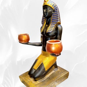Golden King Tutankhamun Statue, Ancient Egyptian Antique Style Decor, Basalt Stone Figurine, Timeless Historical Relic Gift, EGYPT in A BoX
