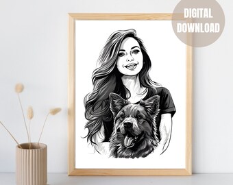 Dog Mom Printable Wall Art, Printable Poster, Digital Download, Minimalist Decor, Black and White Wall Art, Dog Poster