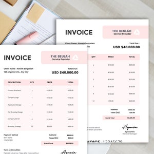 Cream Clean Business Invoice, Canva Invoice Template, Printable Business Invoice Template, Price List Template, Digital Printable