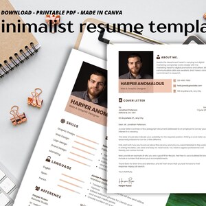 Editable Canva Resume With Photo, White Clean Professional Resume Template, Cv Template and Cover Letter, Instant Download