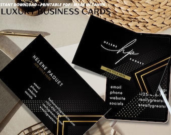 Black Luxury Business Card, Custom Canva Business Card, Modern Business Card Design, Print Business Card, Downloadable Card