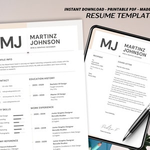 Modern Creative Resume Template, Professional Resume Template, Digital Cv Template, Editable Resume, Instant Download