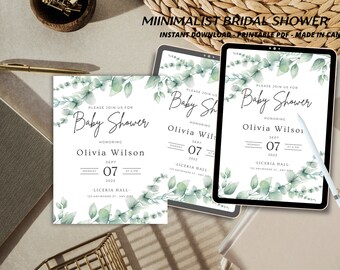 Plantilla editable de invitación a baby shower, invitación digital a baby shower, plantilla de baby shower para niños y niñas, regalo de baby shower