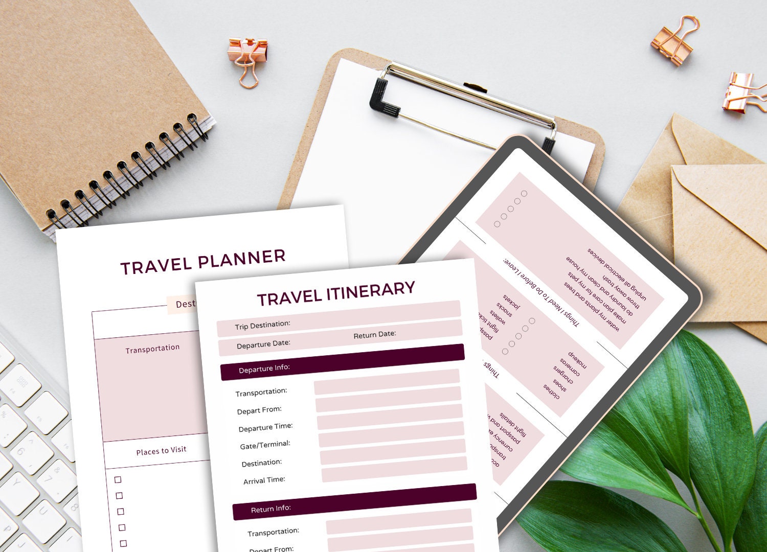 Digital Itinerary Template, Travel Planner Template, Travel Itinerary ...