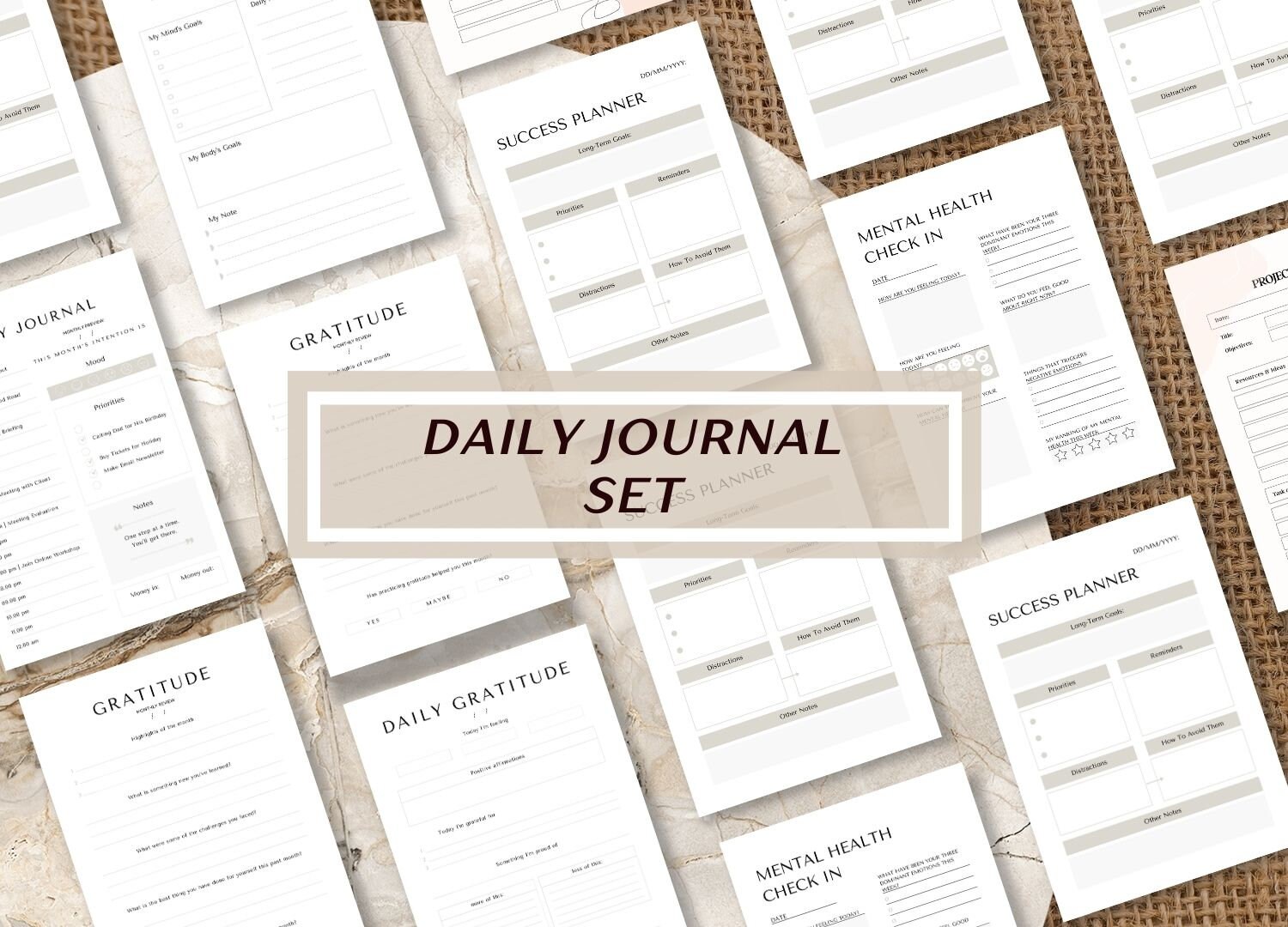 Daily Journal Template, Digital Printable Journal, Gratitude Journal ...