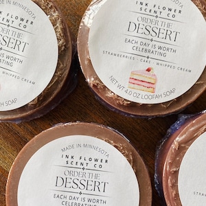 Order the Dessert Natural Exfoliating Loofah Soap | Sweet Strawberry Pound Cake Scent | Celebrate Life | Dessert Scented Gift Idea