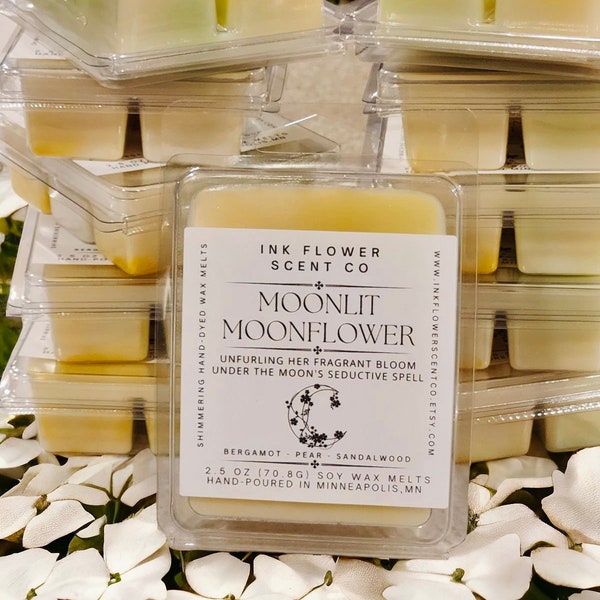 MOONLIT MOONFLOWER Scented Soy Wax Melt, Mysterious MoonFlower Gift Ideas, Artisan Scented Soy Wax Tart, Floral Scented, 2.5 oz