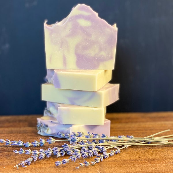 Zen-It-Out Lavender Essential Oil Cold Process Palm Free Vegan Soap, Lavender Scented Handmade Soap, Gift Ideas for Moms, 4.0-4.3 oz Bar