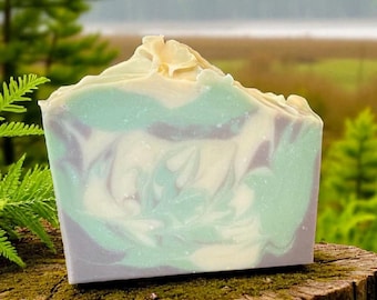Pine Forest Hike Cold Process Soap | Cedar Fresh Cut Wood Spruce Scent | Handmade Artisan Vegan Soap Bar | Nature Lover Gift Idea | 5 Oz Bar