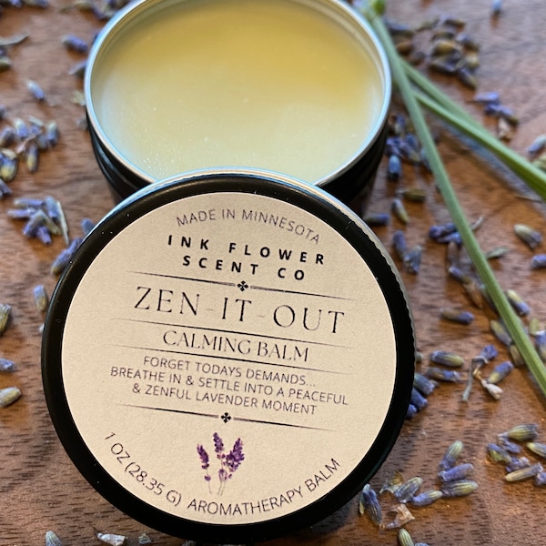 Lavender Balm, Zen-It-Out, Calming Aromatherapy Balm, Relaxing Balm, Moisturizing Lavender Balm For Pulse Points, Sleepy Balm, 1 oz