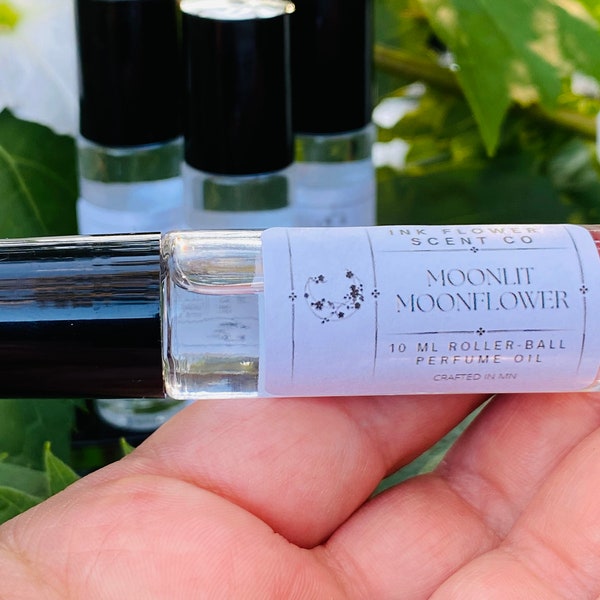 Moonlit Moonflower Rollerball Perfume, Moonflower Gift Ideas, Bergamot Agave Sandalwood, Fractionated Coconut Oil 10 ml, Roll on Perfume