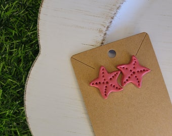 Handmade Pink Starfish Polymer Clay Earrings | Starfish | Tropical | Beach | Polymer Clay | Stud