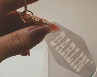 Motel Western Keychain Boho Keychain Darling Keychain  Bridesmaids Gifts Custom Gifts Cute Keychain Cowboy Boot Last Hoedown