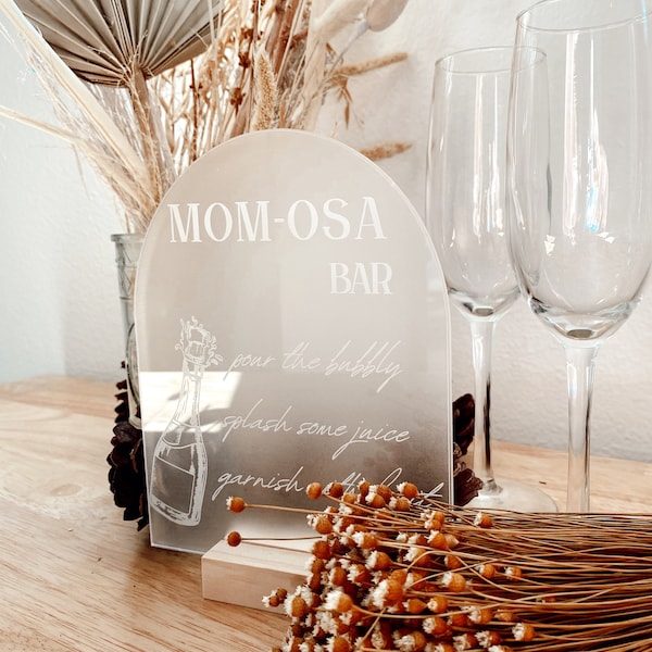 Acrylic Momosa Bar Sign Mimosa Bar Sign Juice Labels Baby Shower Sign Mom-Osa Sign Baby Shower Decor