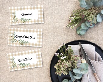 Editable Place Cards Thanksgiving Name Cards Printable Friendsgiving Place Cards Fall Placecards Printed Food Label Buffet Cards Table Decor
